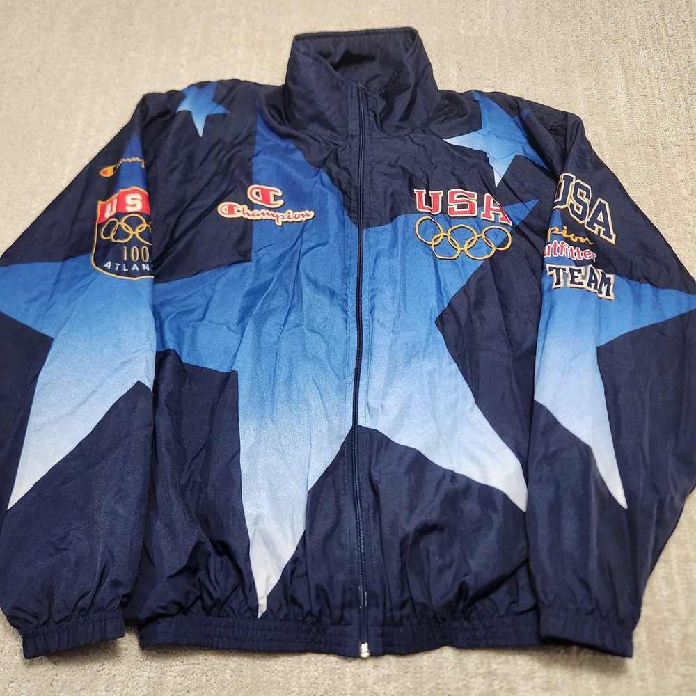 Vintage Champion 1996 Atlanta Olympics USA Summer Team Track Jacket Mens Large
